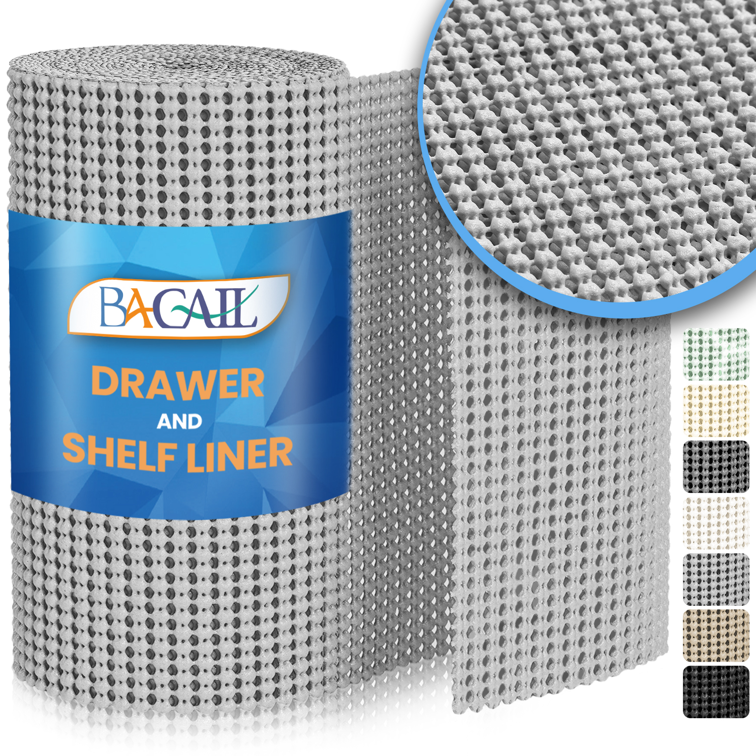 BAGAIL Drawer and Shelf Liner, Non-Adhesive Shelf Liners for Kitchen Cabinets, Thick Strong Grip Liners for Desk, Shelves, Bathroom Drawers, Cabinet Protection