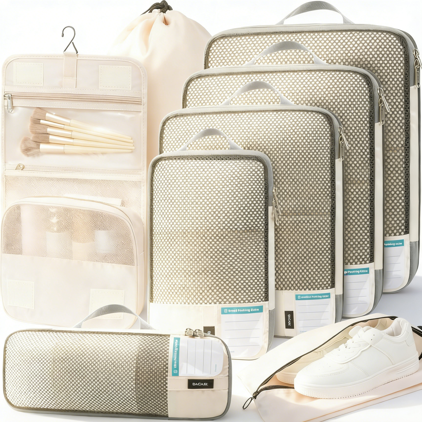 8 Set Label  Compression Packing Cubes Travel Accessories Expandable Packing Organizers