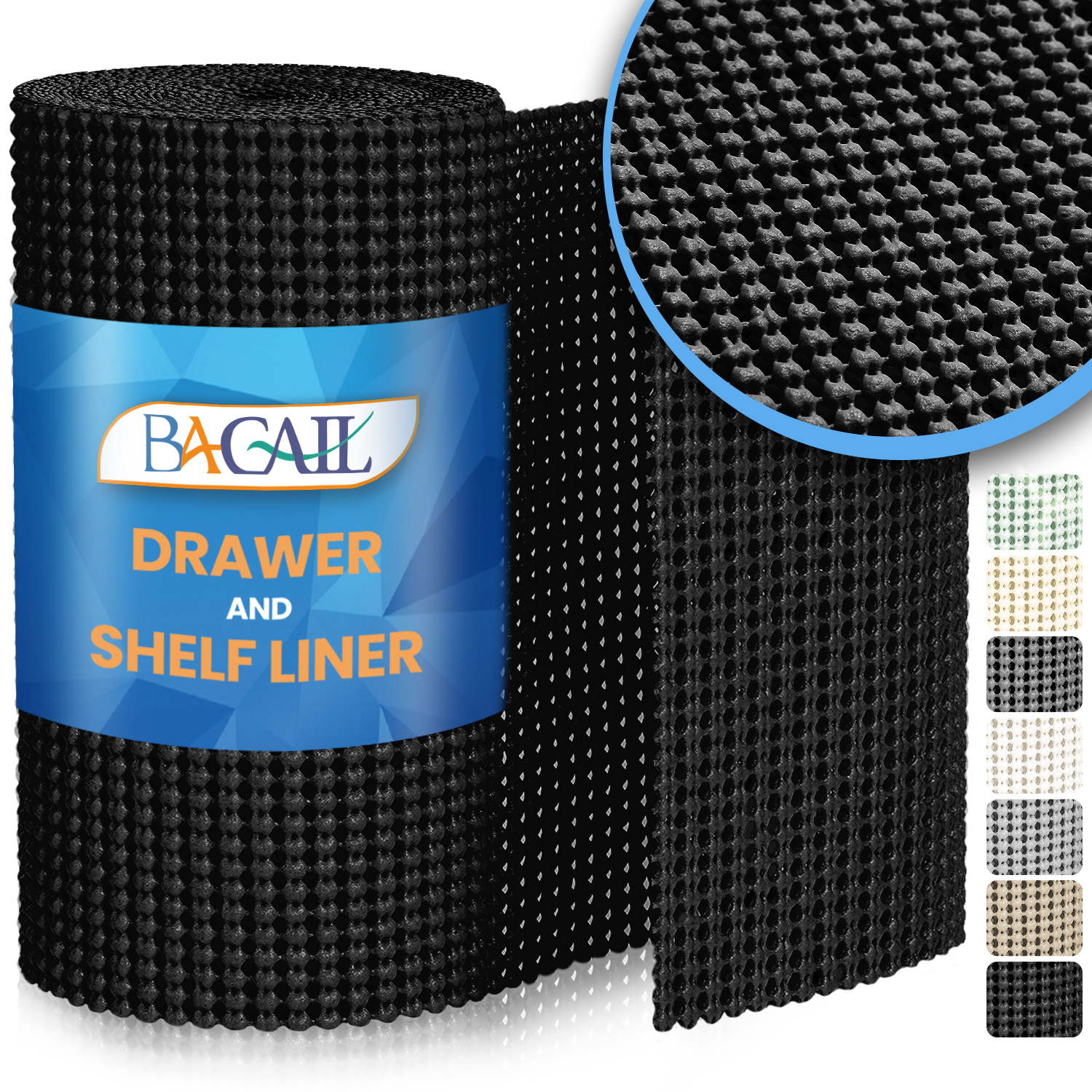 BAGAIL Drawer and Shelf Liner,  Non-Adhesive Shelf Liners for Kitchen Cabinets, Thick Strong Grip Liners for Desk, Shelves, Bathroom Drawers, Cabinet Protection