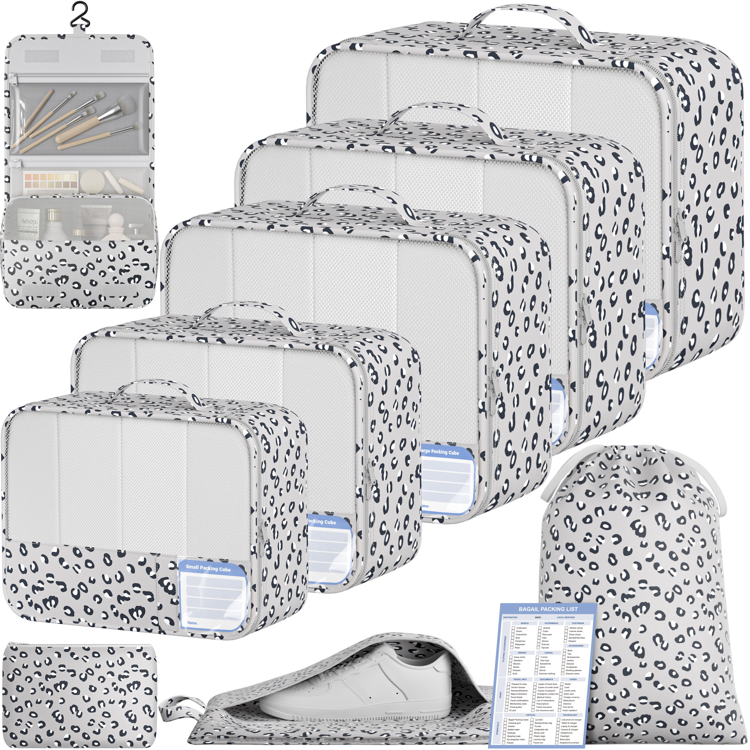 9 Set Label Packing Cubes with Packing List Luggage Packing Organizers for Travel Accessories