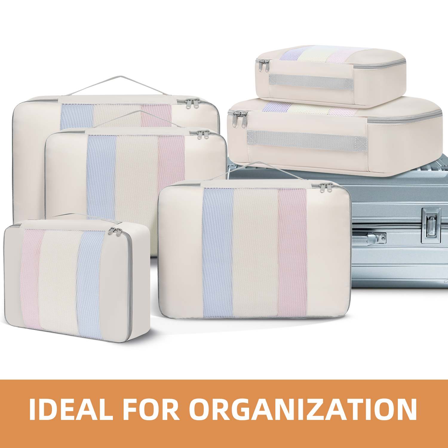 6 Set middle MeshPacking Cubes Various Sizes Packing Organizer for Travel Accessories Luggage Carry On Suitcas