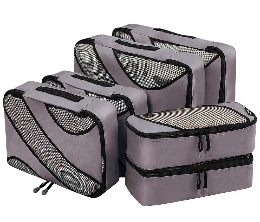 6 Set half mesh Packing Cubes -Various Sizes Travel Luggage Packing Organizers