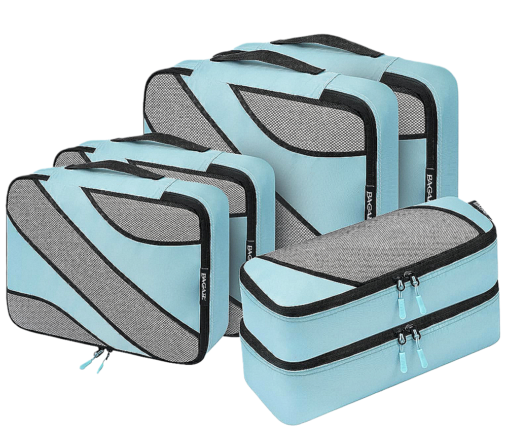 6 Set half mesh Packing Cubes -Various Sizes Travel Luggage Packing Organizers
