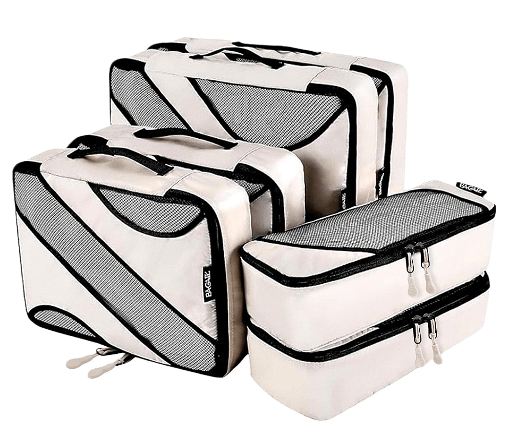 6 Set half mesh Packing Cubes -Various Sizes Travel Luggage Packing Organizers