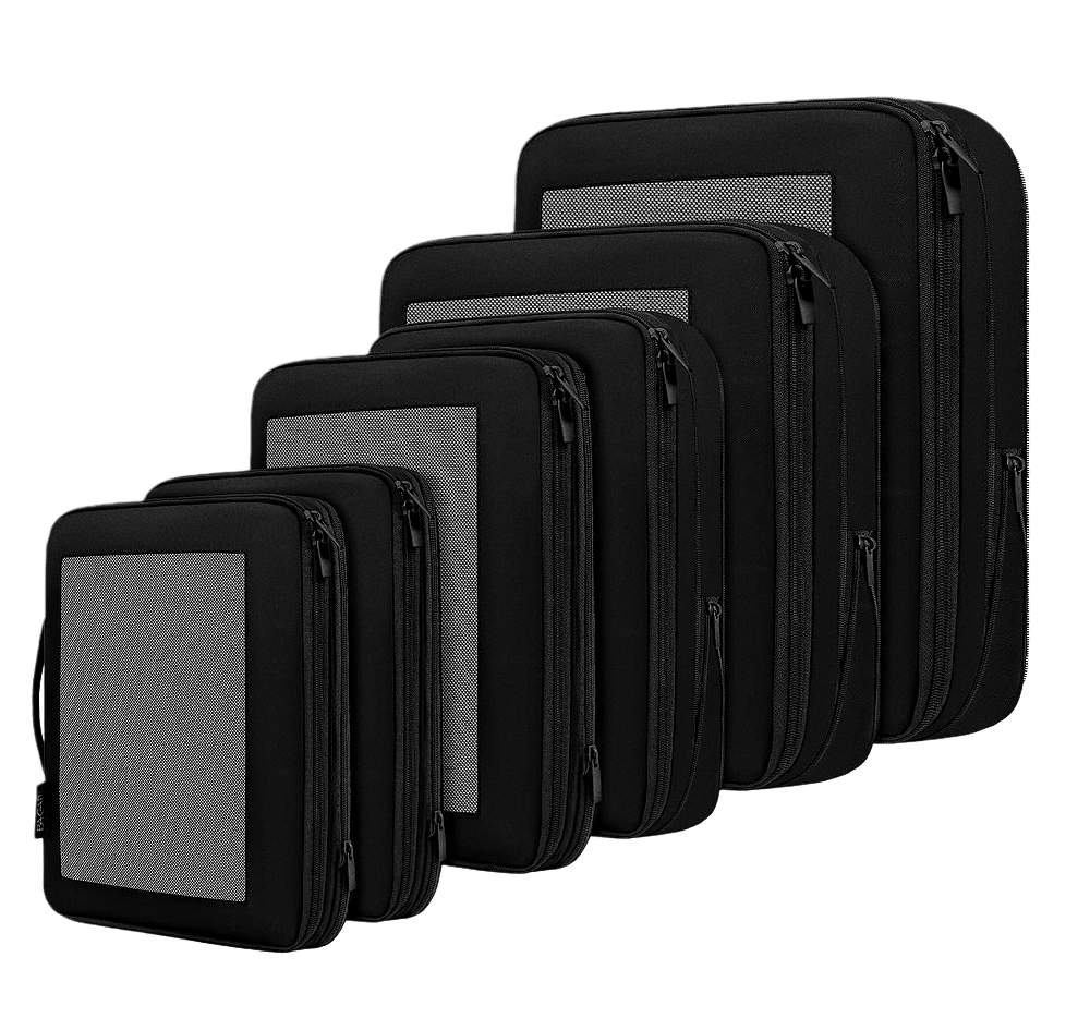 5 Set Square Mesh Compression Packing Cubes Travel Accessories Expandable Packing Organizers