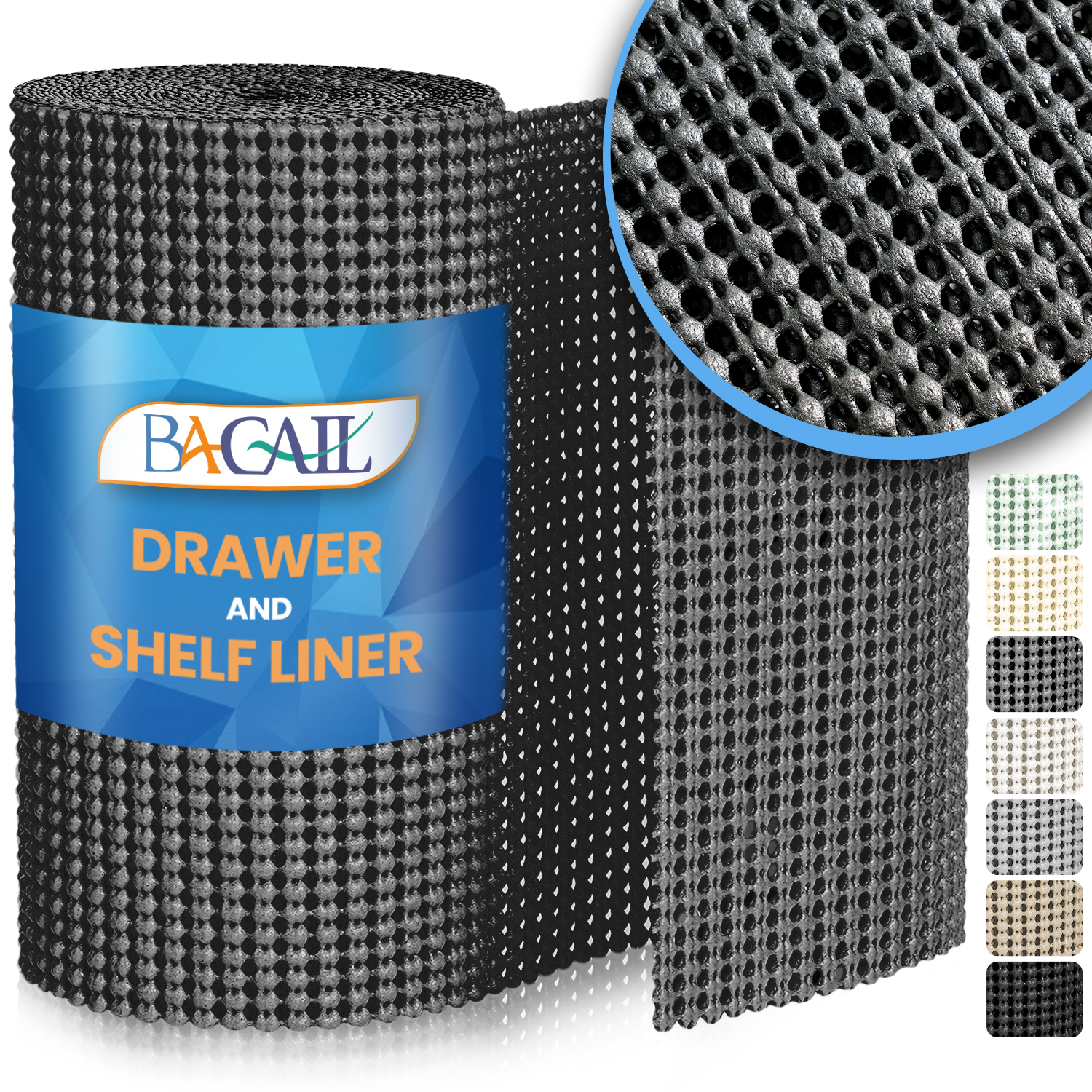 BAGAIL Drawer and Shelf Liner, Non-Adhesive Shelf Liners for Kitchen Cabinets, Thick Strong Grip Liners for Desk, Shelves, Bathroom Drawers, Cabinet Protection