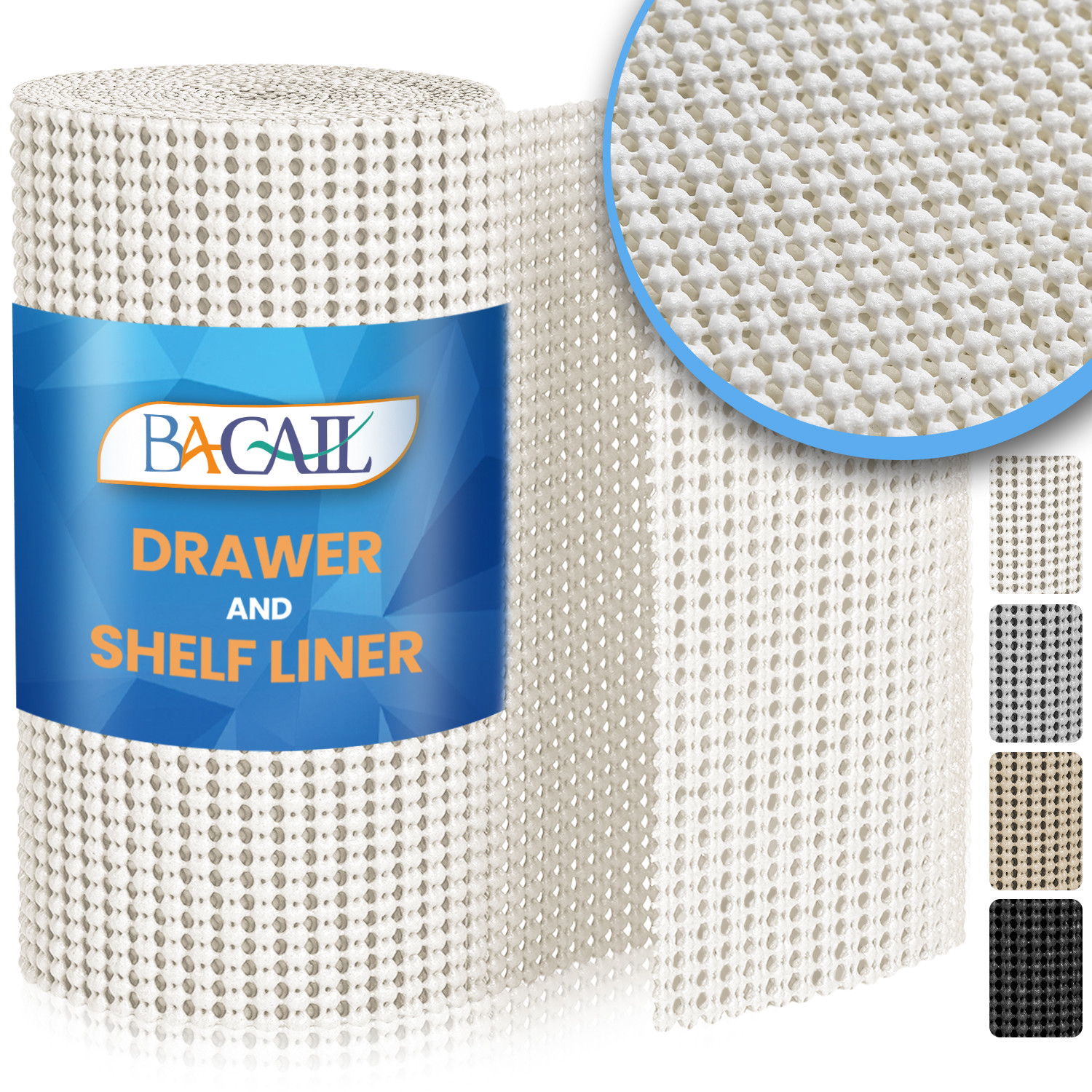 BAGAIL Drawer and Shelf Liner, Non-Adhesive Shelf Liners for Kitchen Cabinets, Thick Strong Grip Liners for Desk, Shelves, Bathroom Drawers, Cabinet Protection