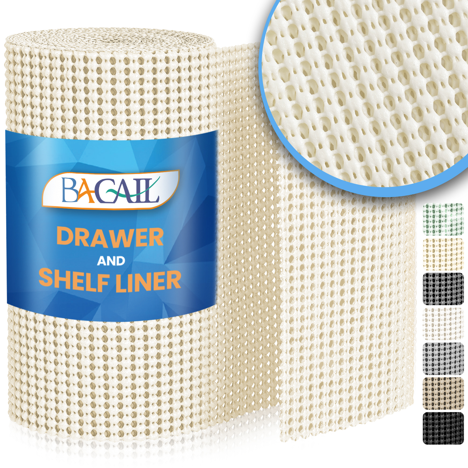 BAGAIL Drawer and Shelf Liner, Non-Adhesive Shelf Liners for Kitchen Cabinets, Thick Strong Grip Liners for Desk, Shelves, Bathroom Drawers, Cabinet Protection