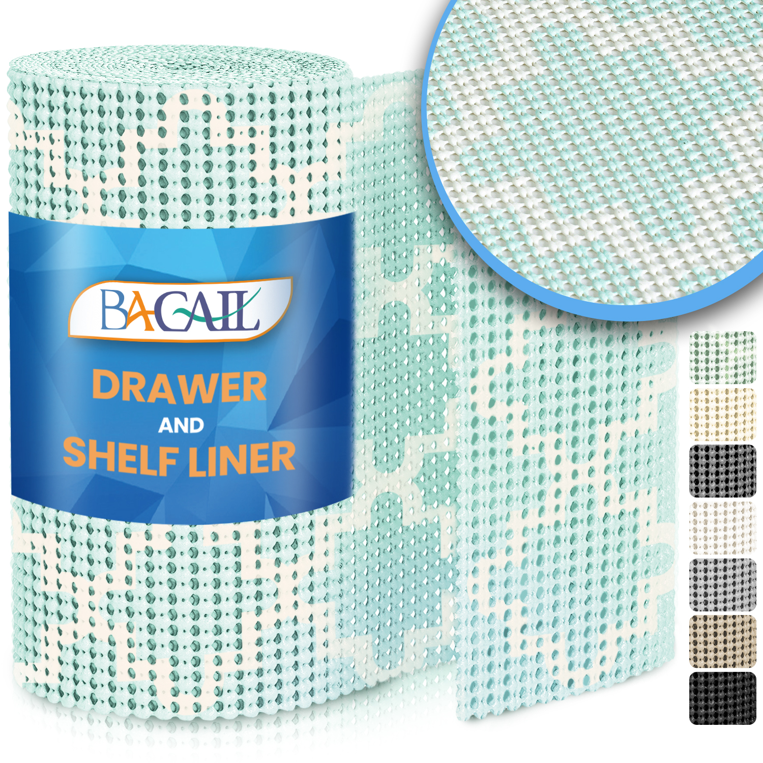 BAGAIL Drawer and Shelf Liner, Non-Adhesive Shelf Liners for Kitchen Cabinets, Thick Strong Grip Liners for Desk, Shelves, Bathroom Drawers, Cabinet Protection