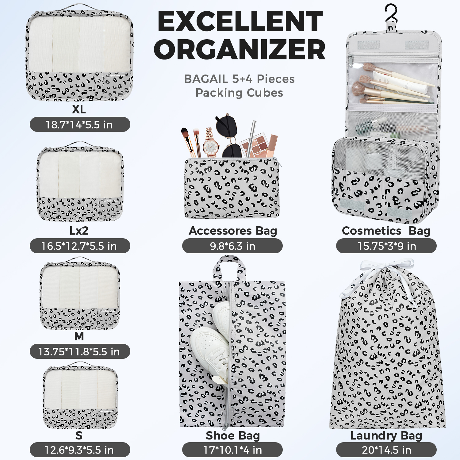 9 Set Label Packing Cubes with Packing List Luggage Packing Organizers for Travel Accessories