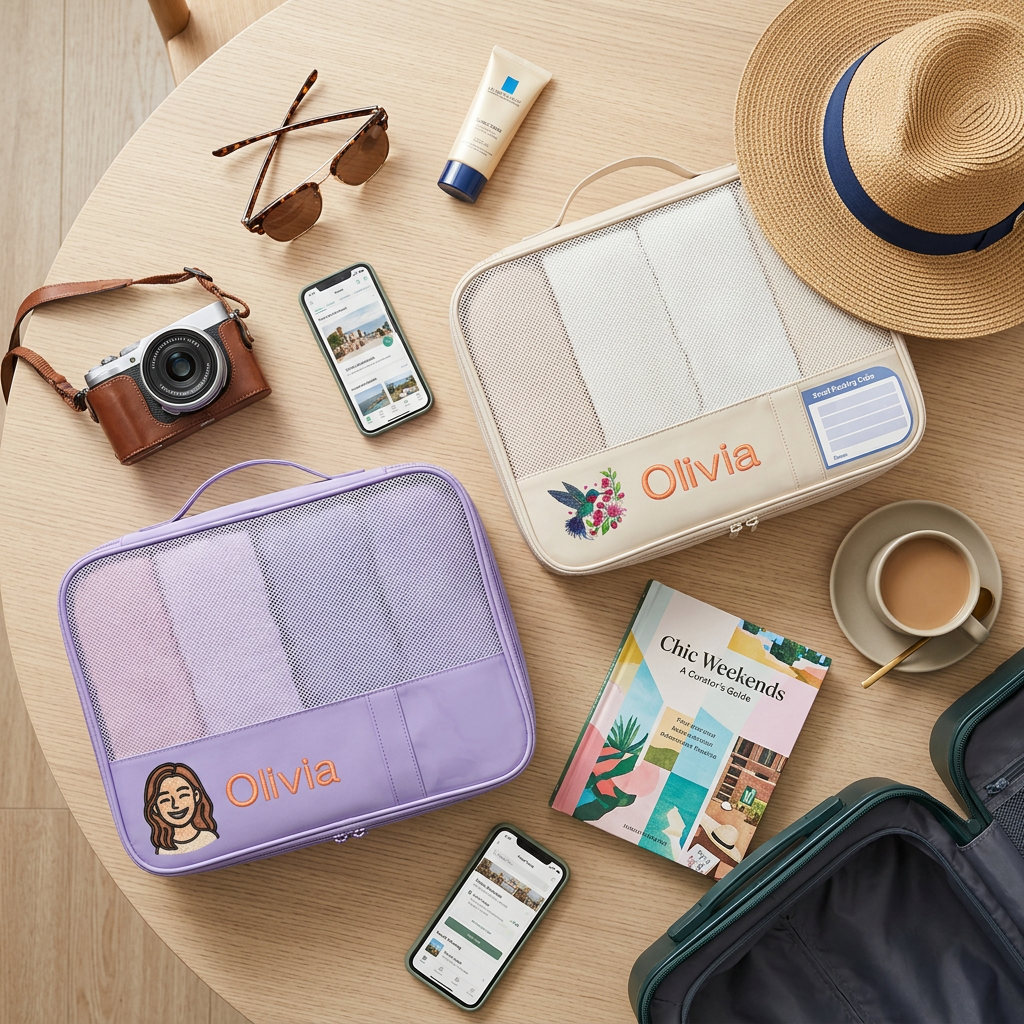 Bagail Personalized 9 Set Label Packing Cubes - Custom Text & Image Luggage Organizers