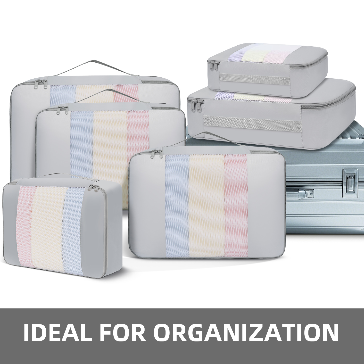 6 Set middle MeshPacking Cubes Various Sizes Packing Organizer for Travel Accessories Luggage Carry On Suitcas