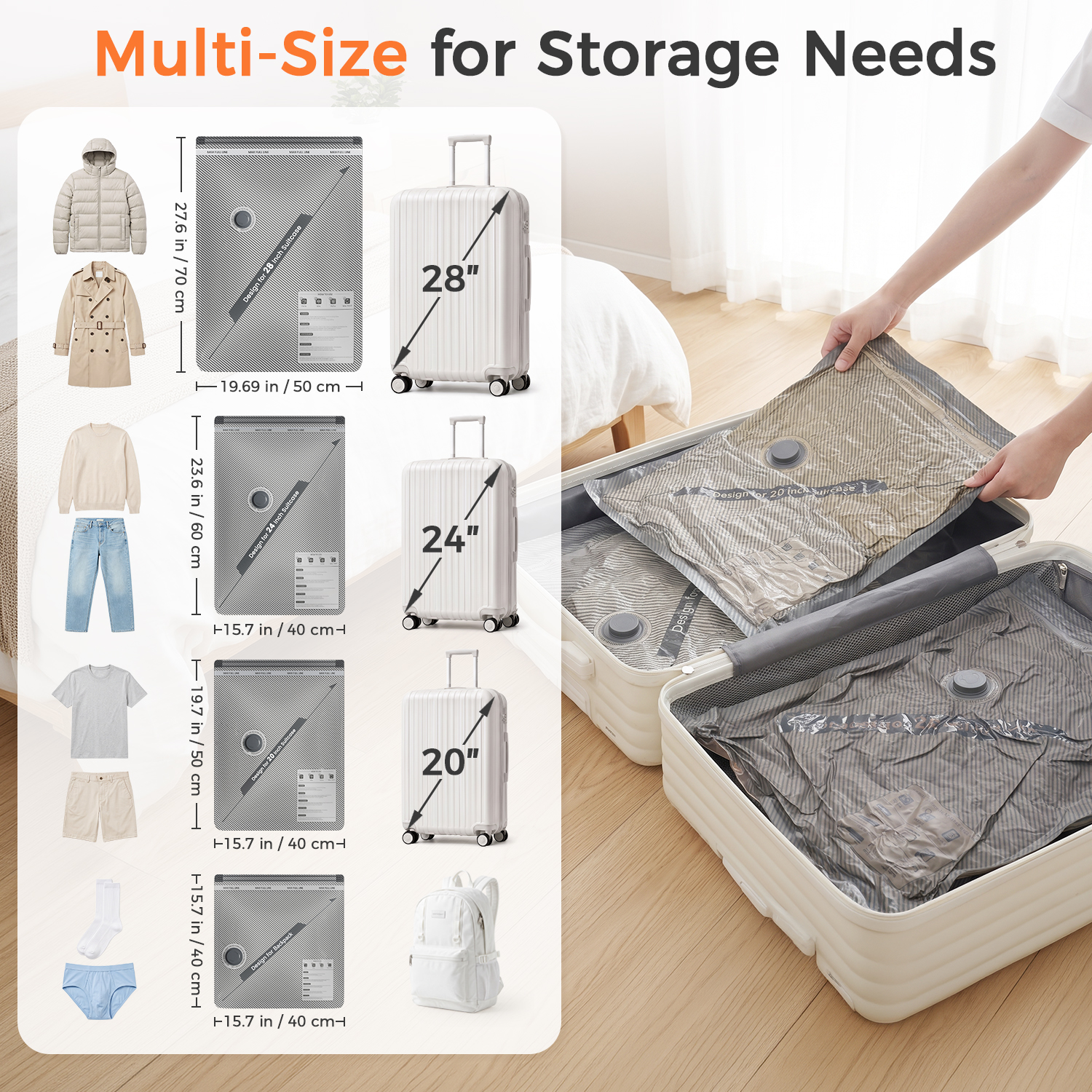 BAGAIL Vacuum Storage Bags with Cordless Pump, Travel Compression