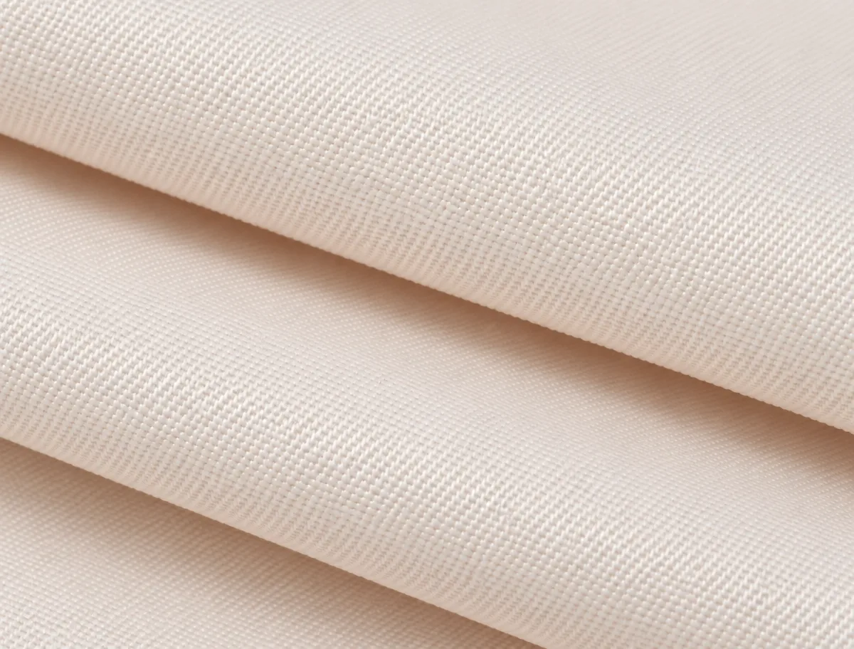Close-up of cream high-tenacity 320D fabric weave with PU coating