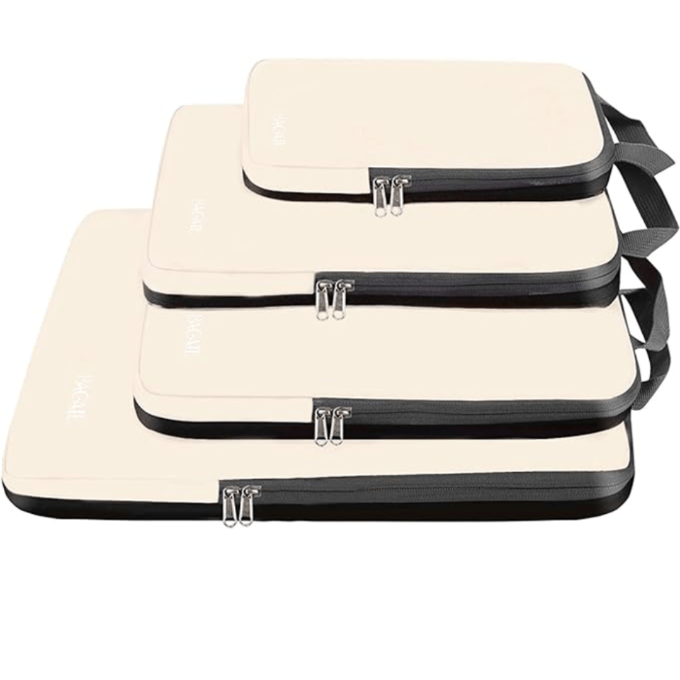4 Set/6 Set Compression Packing Cubes Travel Expandable Packing Organizers BAGAIL STORAGE_BAG Beige