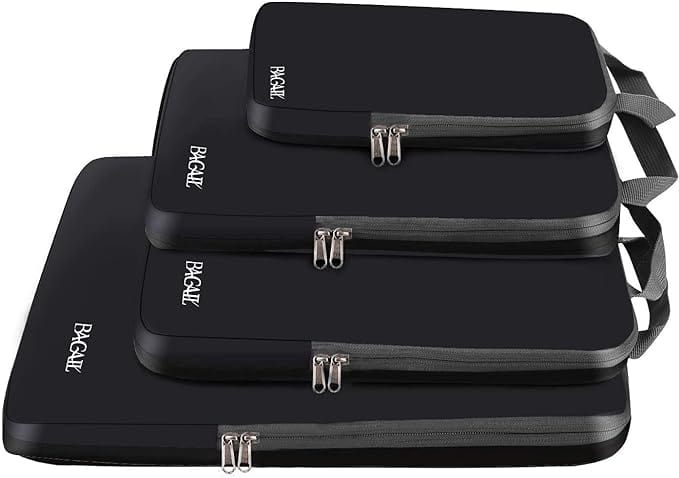 4 Set/6 Set Compression Packing Cubes Travel Expandable Packing Organizers BAGAIL STORAGE_BAG Black
