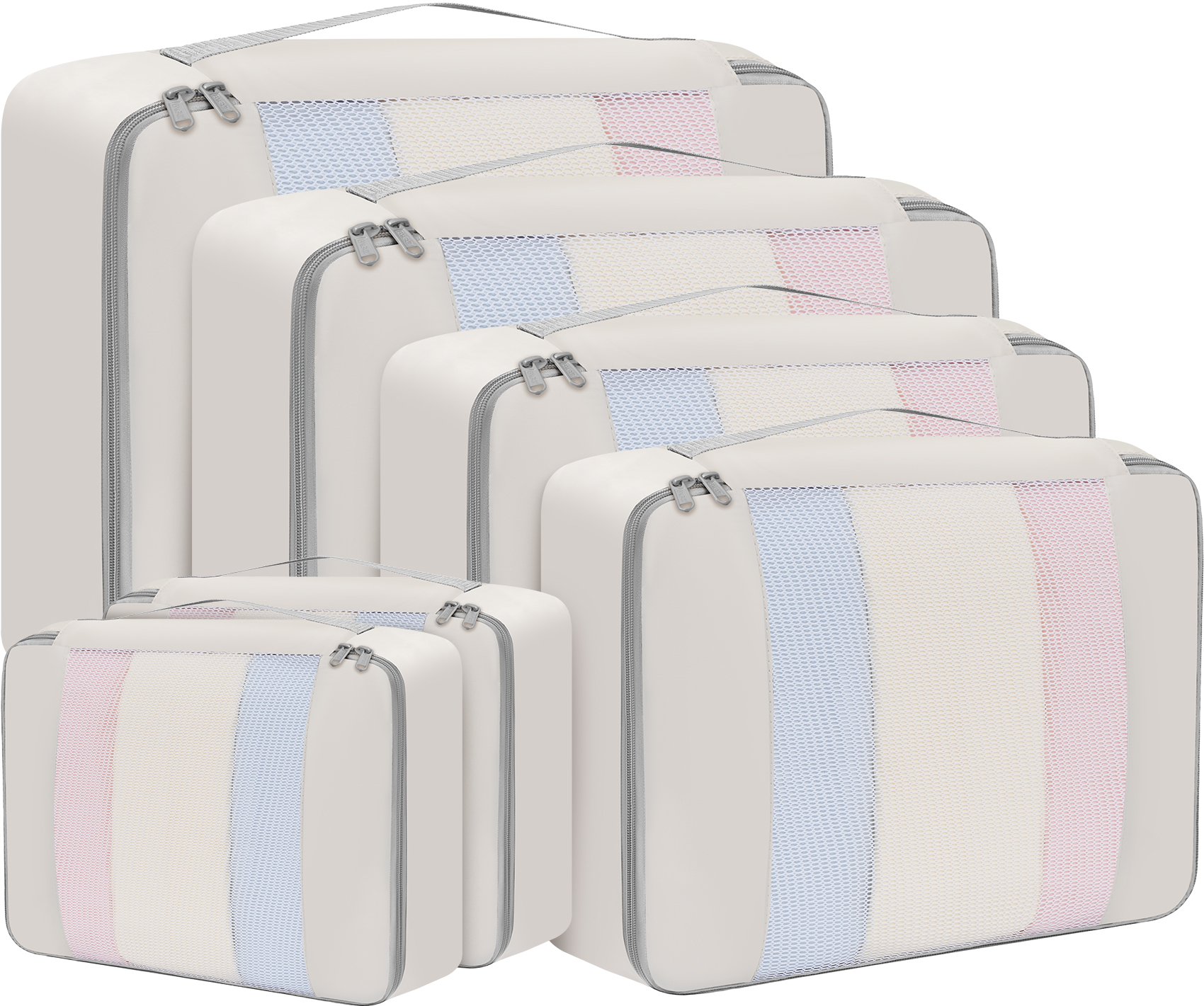 6 Set middle MeshPacking Cubes Various Sizes Packing Organizer for Travel Accessories Luggage Carry On Suitcas