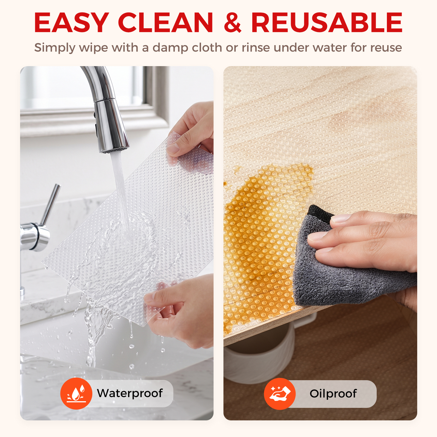 BAGAIL Shelf & Drawer Liner, Non-Adhesive Food-Grade Cabinet Mat | Heavy-Duty Protection, Easy Trim & Strong Grip, Fast Lay-Flat, Waterproof Refrigerator Mat, Translucent Design-BAGAIL