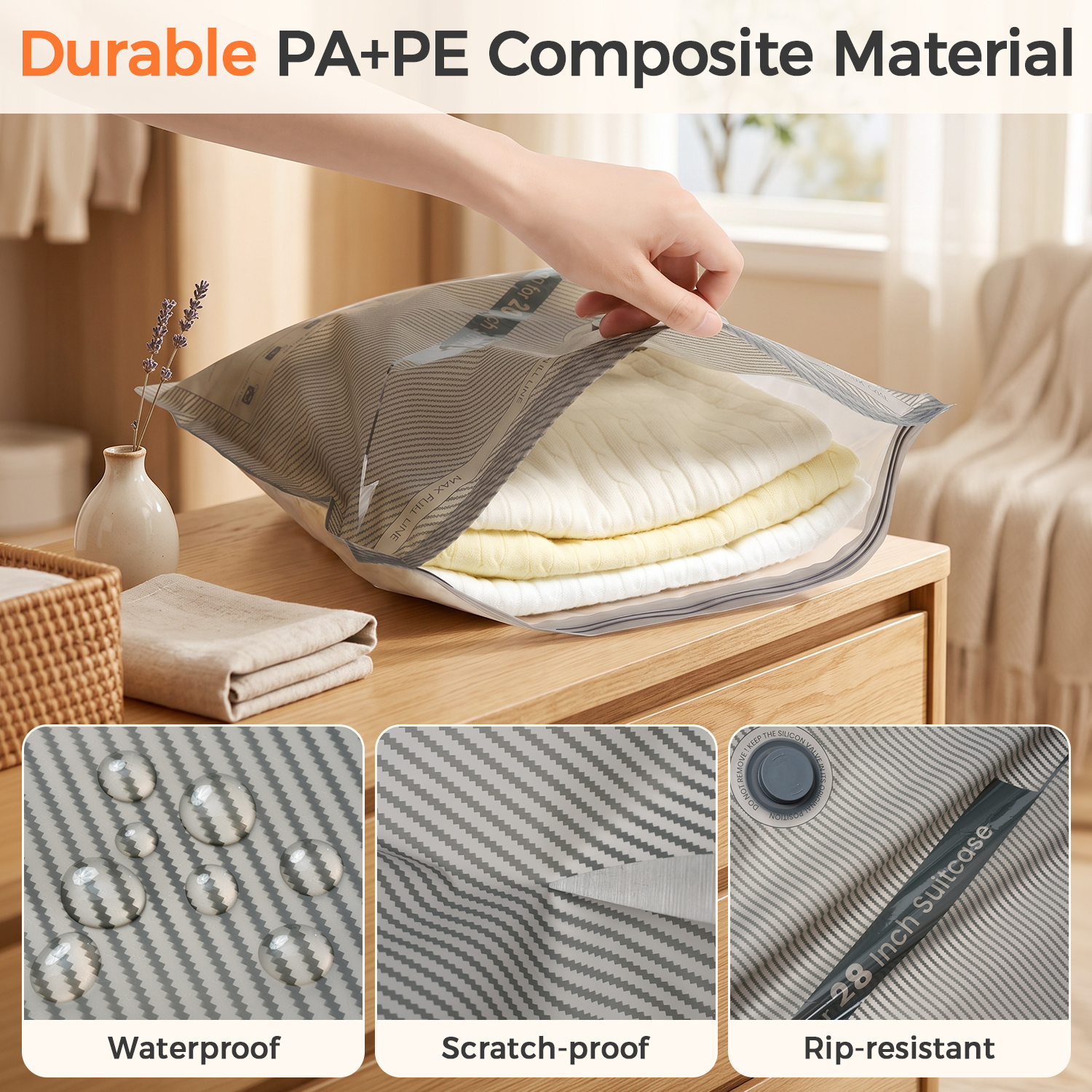 BAGAIL Vacuum Storage Bags with Cordless Pump, Travel Compression