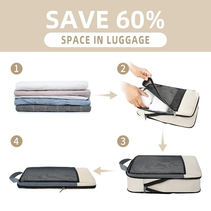 6 Set Compression Packing Cubes Travel Accessories Expandable Packing Organizers Bagail