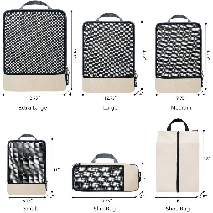 6 Set Compression Packing Cubes Travel Accessories Expandable Packing Organizers Bagail