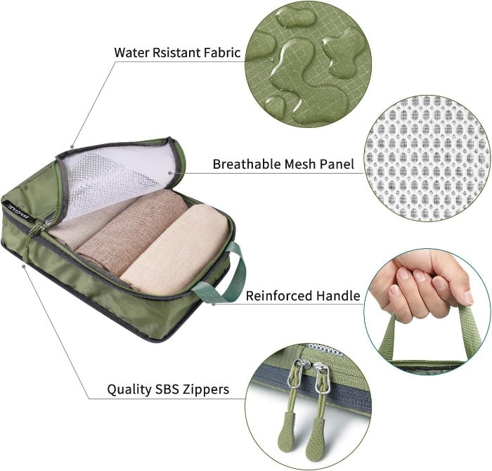 6 Set Ultralight 70D Compression Packing Cubes with Laundry Bag Bagail