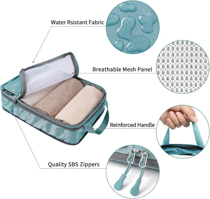 6 Set Ultralight 70D Compression Packing Cubes with Laundry Bag Bagail