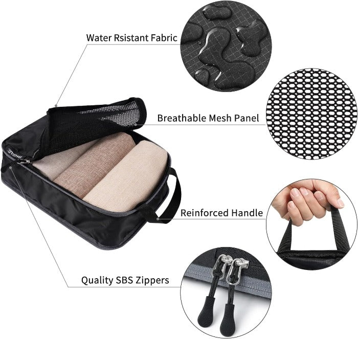 6 Set Ultralight 70D Compression Packing Cubes with Laundry Bag Bagail