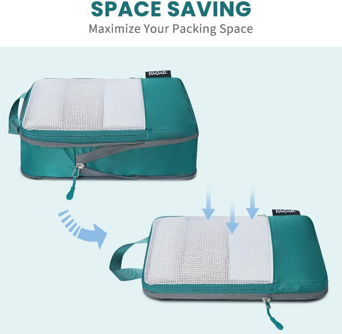 6 Set Ultralight 70D Compression Packing Cubes with Laundry Bag Bagail