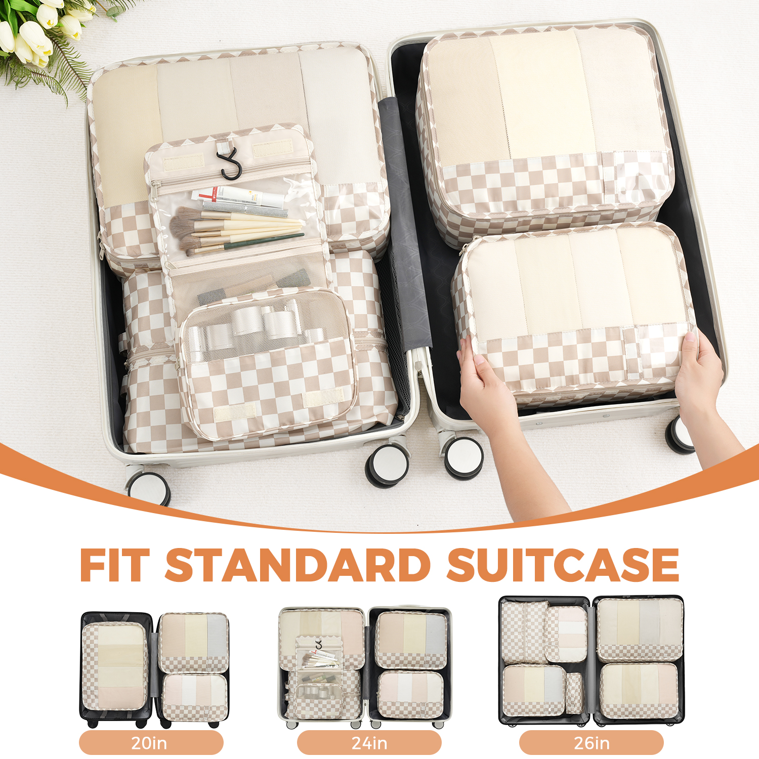 9 Set Label Packing Cubes with Packing List Luggage Packing Organizers for Travel Accessories