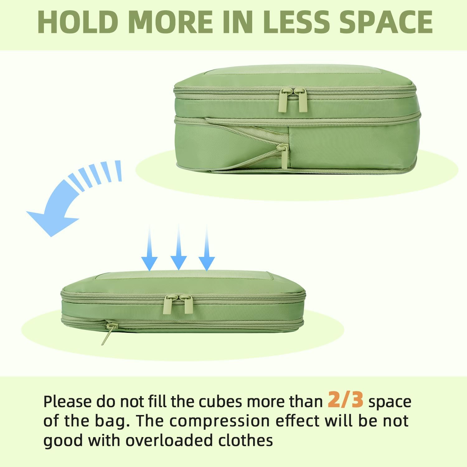 Square Mesh 6 Set Compression Packing Cubes Travel Accessories Expandable Packing Organizers 