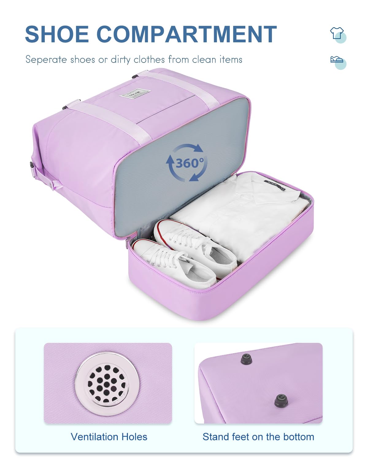 Travel Duffel Bag, Weekender Bags for Women, Overnight Gym Carry On Tote Bag with Wet Pocket,