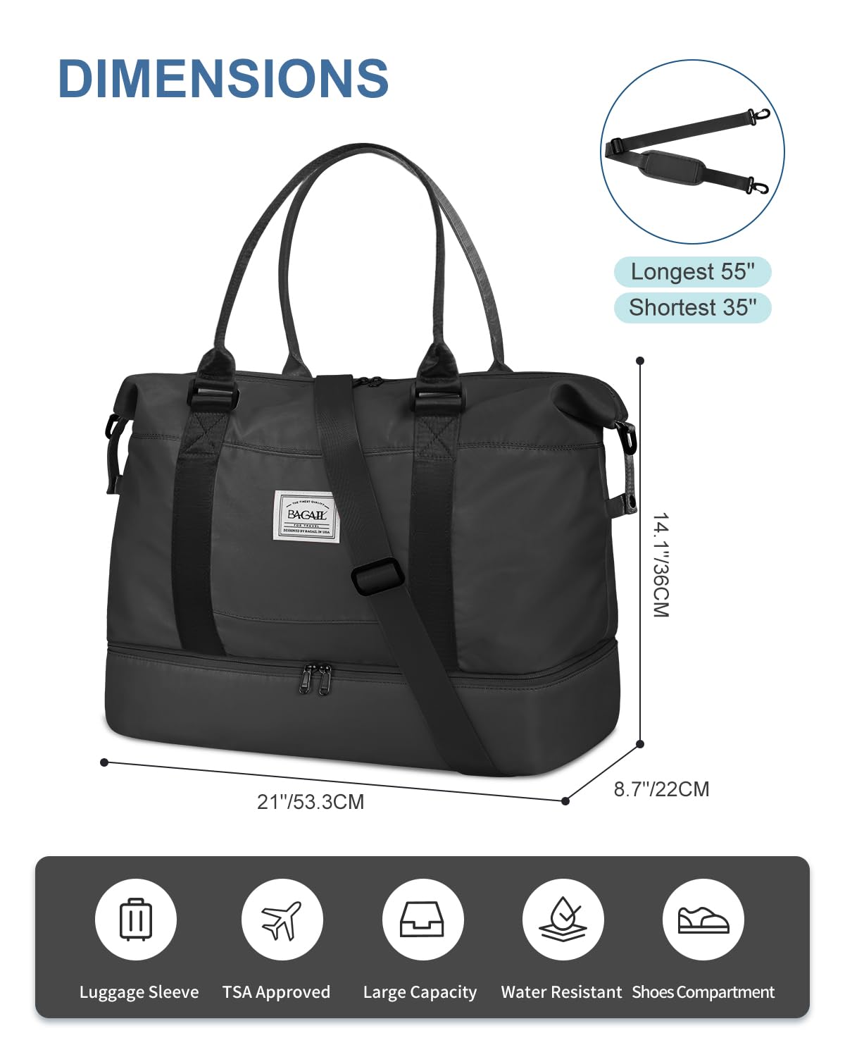 Travel Duffel Bag, Weekender Bags for Women, Overnight Gym Carry On Tote Bag with Wet Pocket,