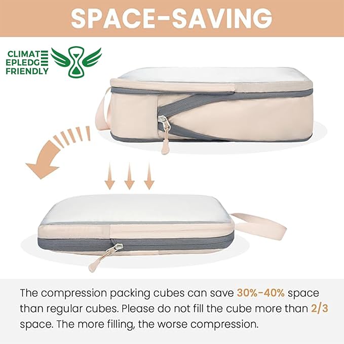 BAGAIL 6 Set Ultralight Compression Packing Cubes Packing Organizer for Travel Accessories Luggage Suitcase Backpack(70D FullMesh)