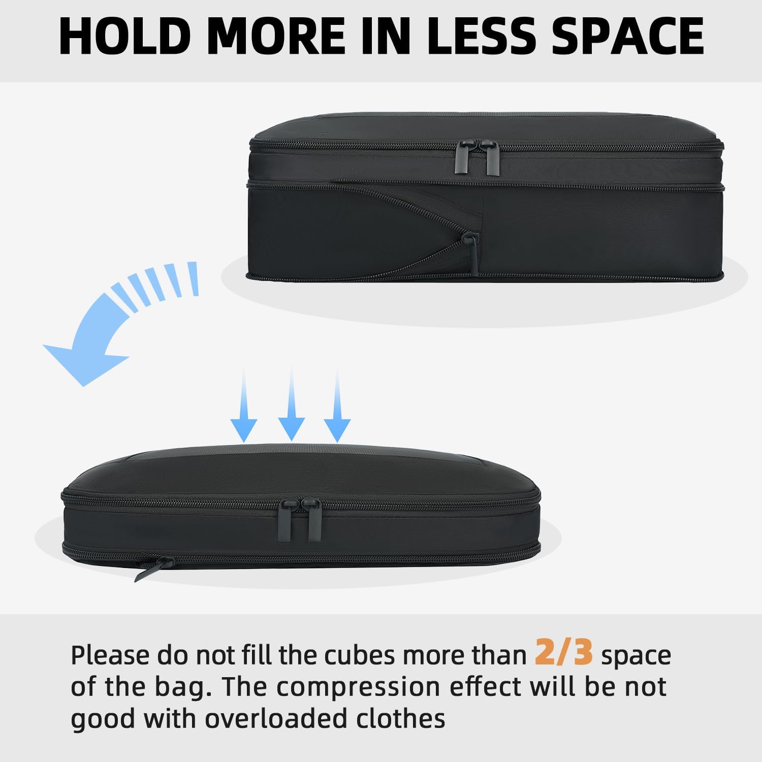 Square Mesh 6 Set Compression Packing Cubes Travel Accessories Expandable Packing Organizers 