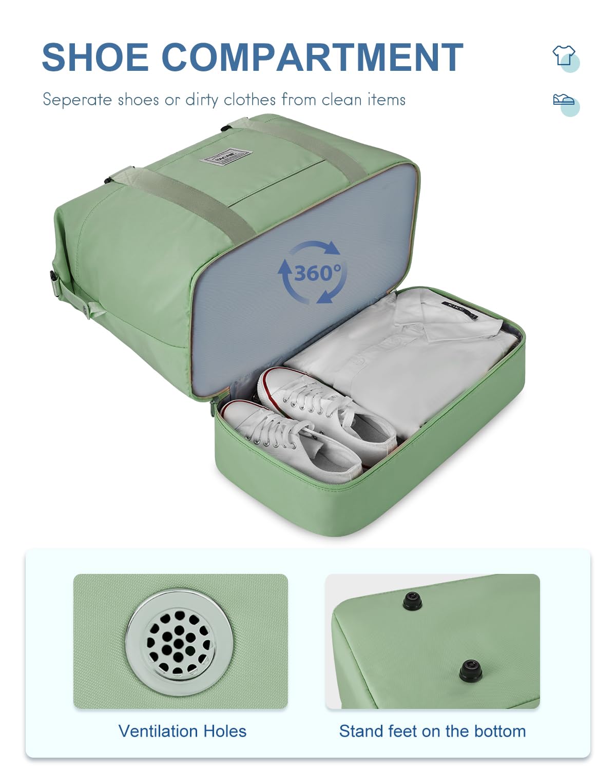 Travel Duffel Bag, Weekender Bags for Women, Overnight Gym Carry On Tote Bag with Wet Pocket,