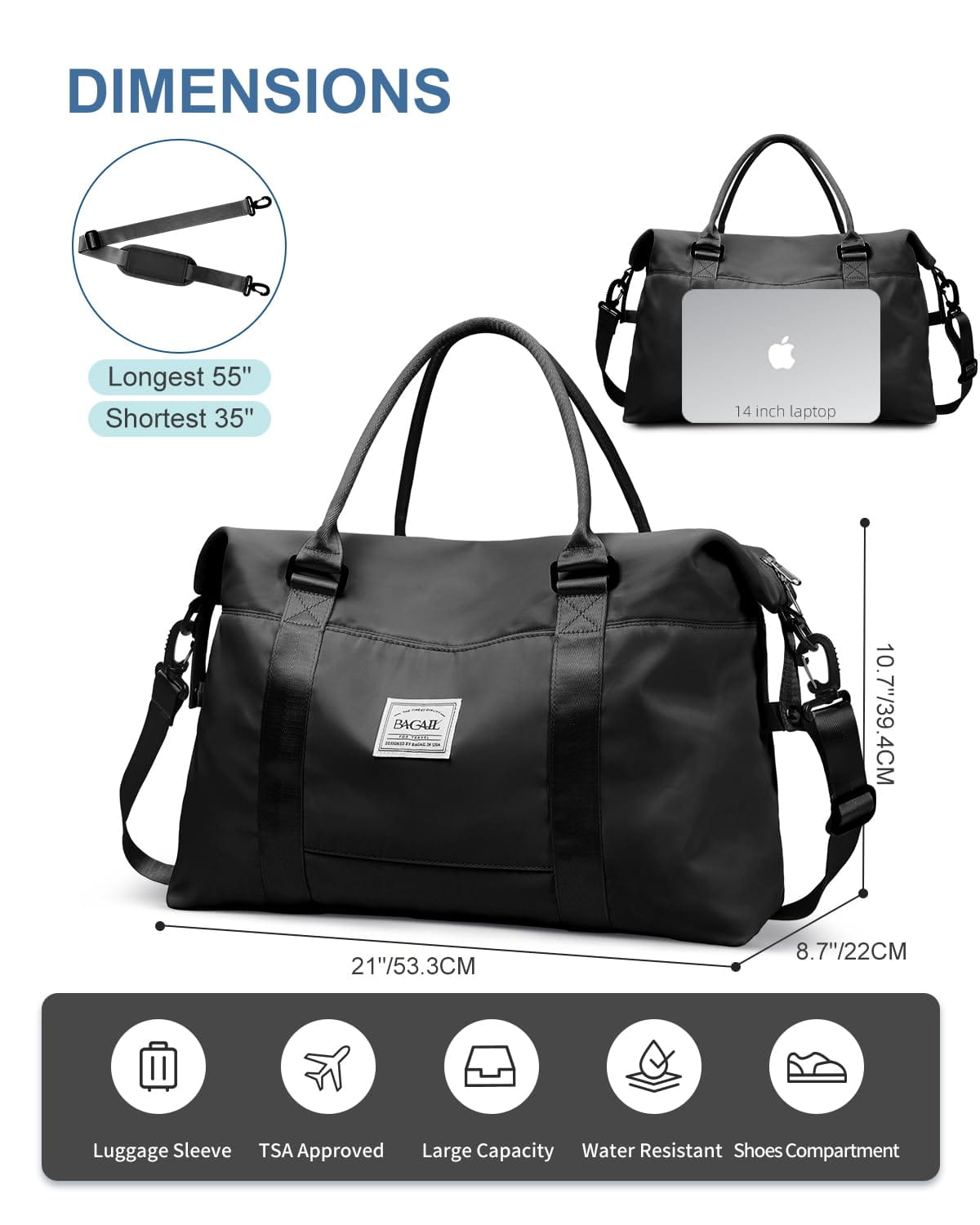 Travel Duffel Bag, Weekender Bags for Women, Overnight Gym Carry On Tote Bag with Wet Pocket,