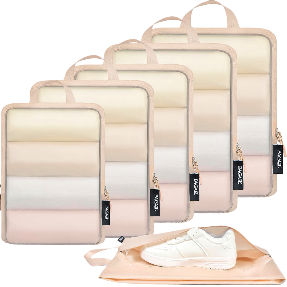 BAGAIL 6 Set Ultralight Compression Packing Cubes Travel Accessories Expandable Packing Organizers