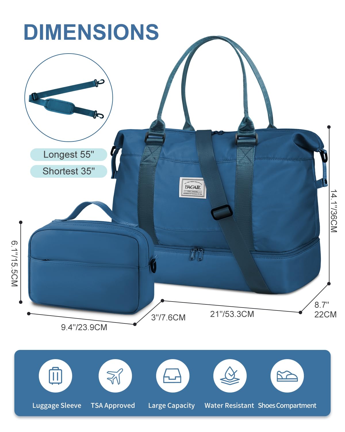 Travel Duffel Bag, Weekender Bags for Women, Overnight Gym Carry On Tote Bag with Wet Pocket,