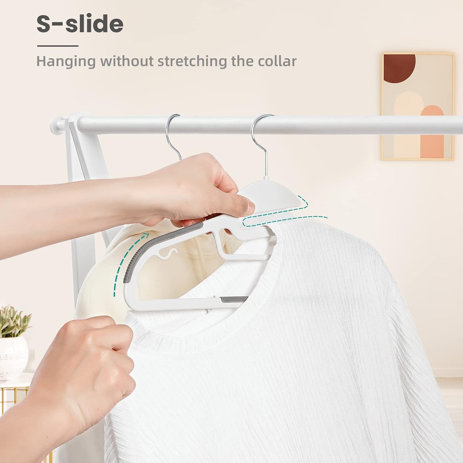 Plastic Hangers 50 Pack with Non-Slip Design,0.2 Inches Thick, 360°Swivel Hook Space Saving Organizer