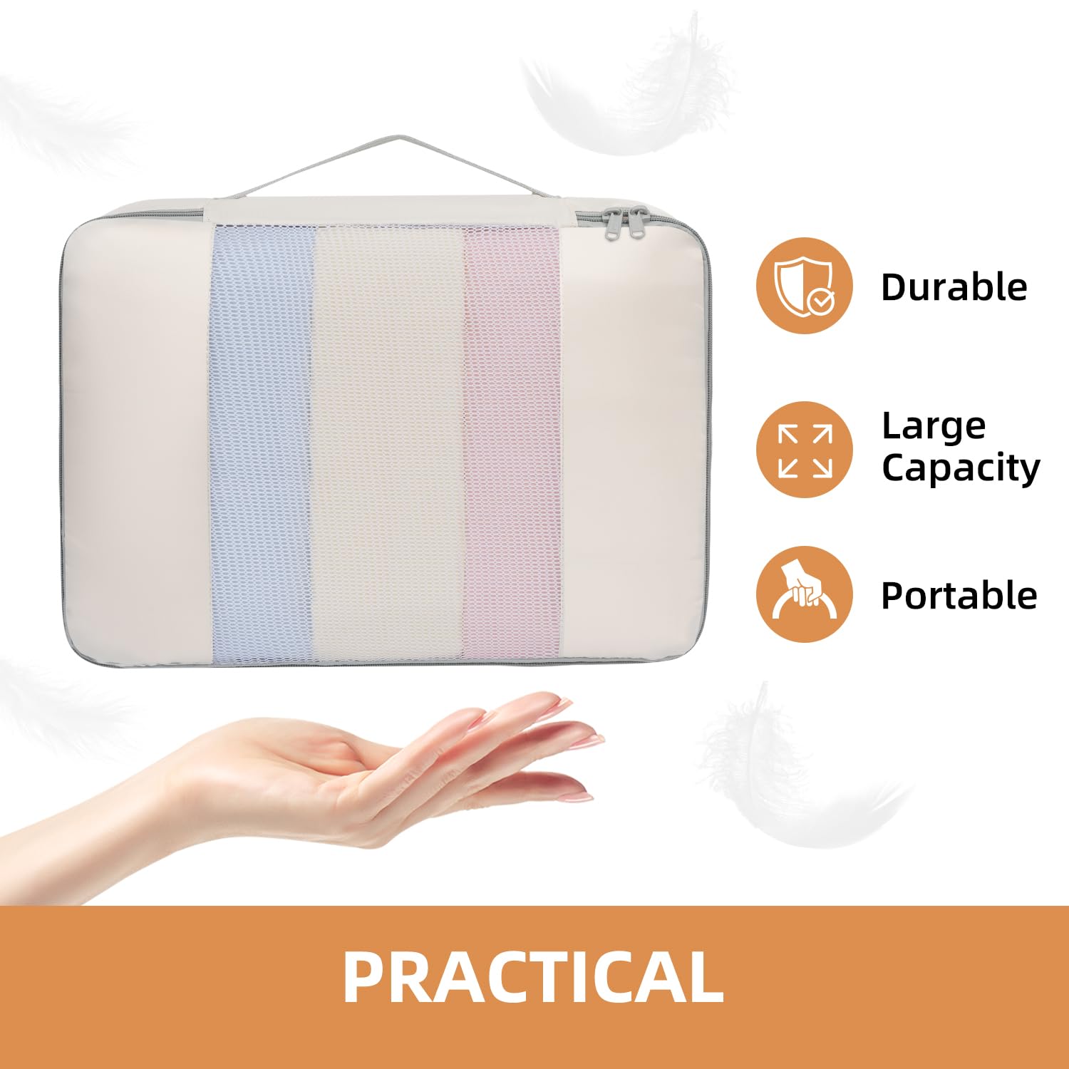 6 Set Packing Cubes Various Sizes Packing Organizer with Makeup Bag& Shoe Bag