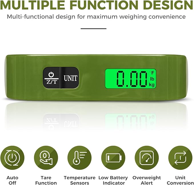 Luggage Scale, 110lbs Hanging Baggage Scale with Backlit LCD Display