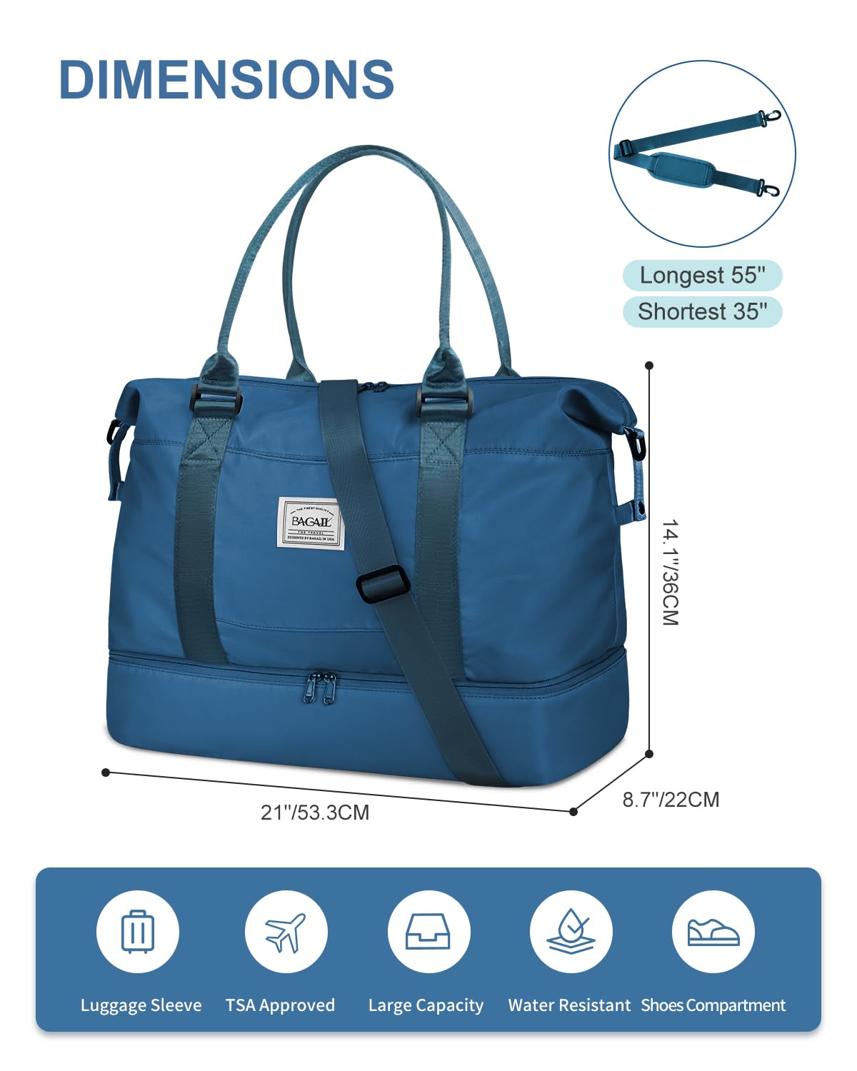 Travel Duffel Bag, Weekender Bags for Women, Overnight Gym Carry On Tote Bag with Wet Pocket,