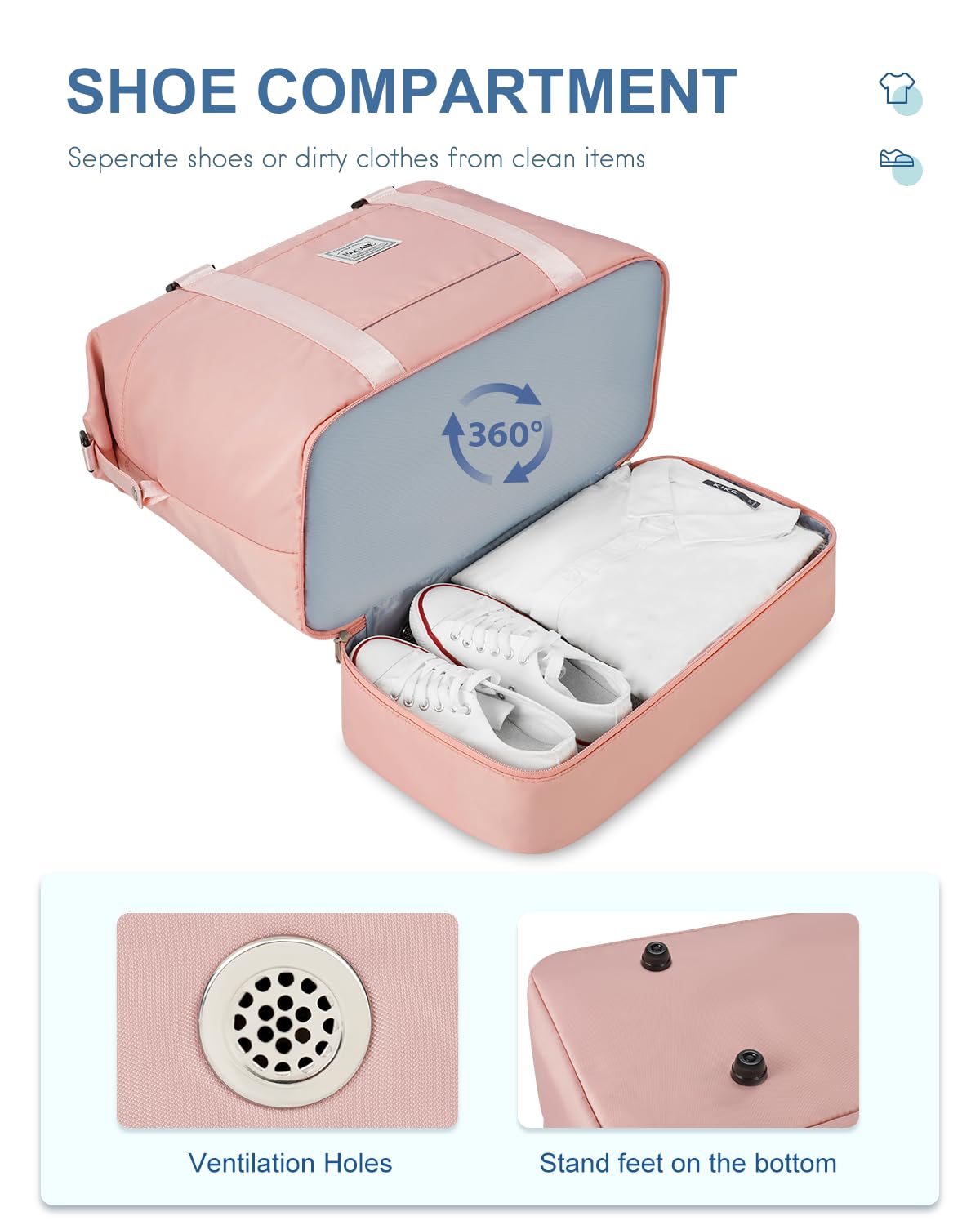 Travel Duffel Bag, Weekender Bags for Women, Overnight Gym Carry On Tote Bag with Wet Pocket,