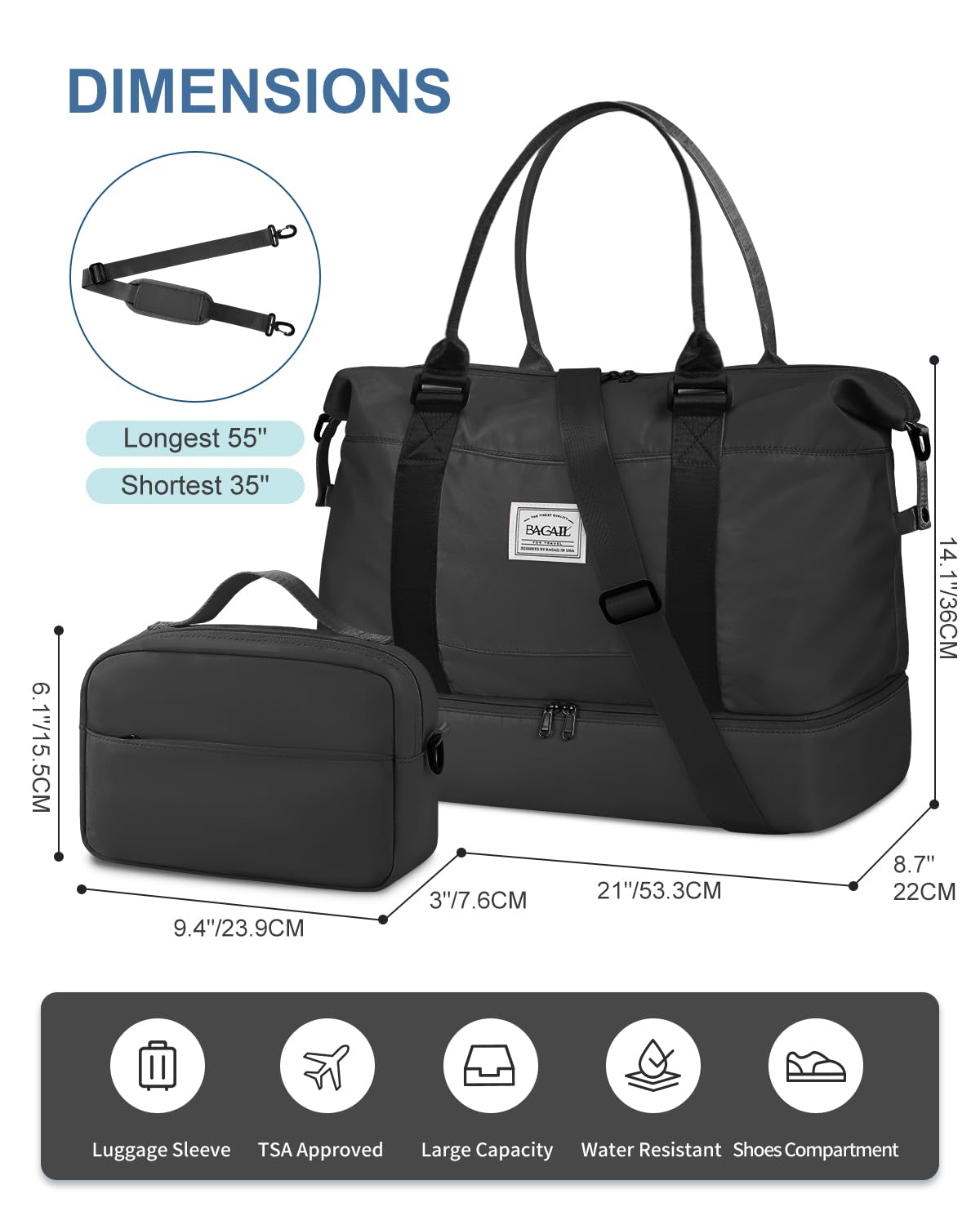 Travel Duffel Bag, Weekender Bags for Women, Overnight Gym Carry On Tote Bag with Wet Pocket,