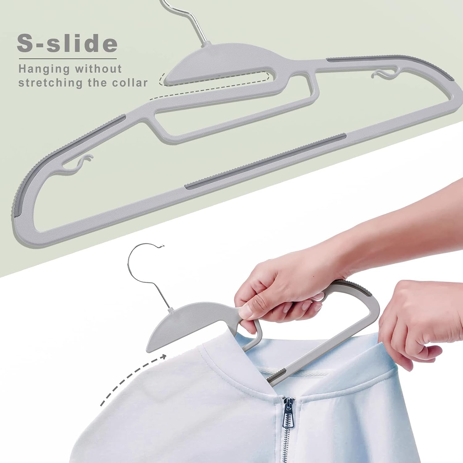 Annotated close-up of the S-slide neck recess on a BAGAIL hanger
