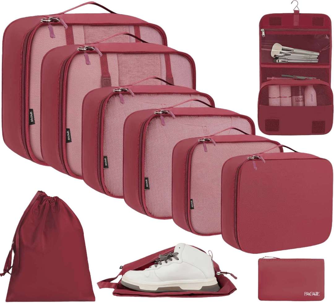 10 Set Mesh Packing Cubes Various Sizes with Laundry Bag & Makeup Bag ...