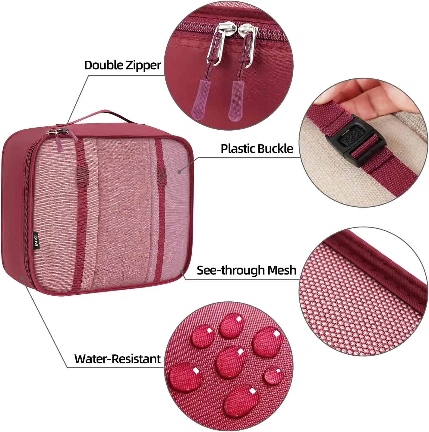 10 set mesh packing cubes in various sizes with laundry bag, makeup bag, and zipper pouch for organized travel.
