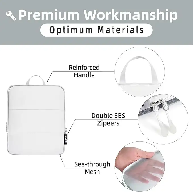 BAGAIL 6 Set Ultralight Compression Packing Cubes in Black, expandable travel organizers for efficient packing.