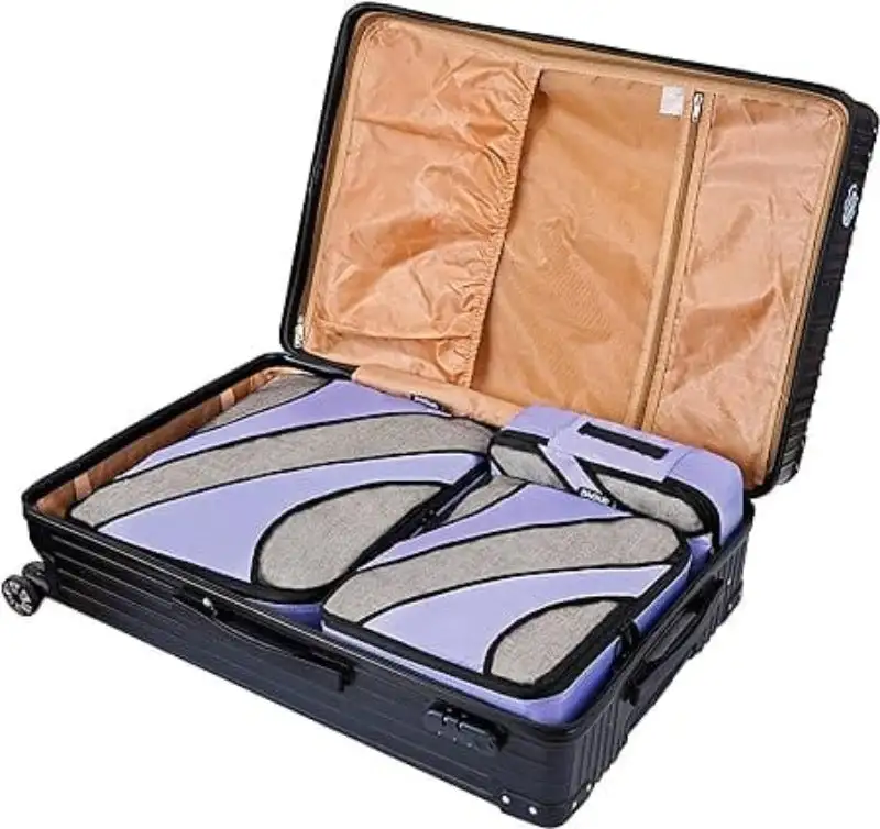 6 Set Half Mesh Packing Cubes for Travel, includes Laundry Bag & Shoe Bag, ideal luggage organizers for efficient packing.